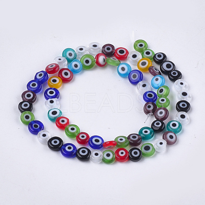 Handmade Evil Eye Lampwork Beads Strands X-LAMP-S191-02A-13-1