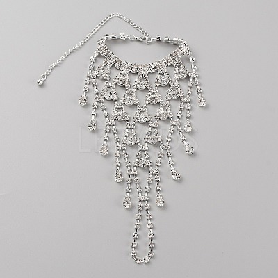 Crystal Rhinestone Chain Tassel Ring Bracelet BJEW-WH0012-06S-1