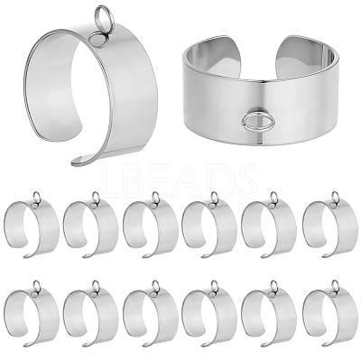 24Pcs 304 Stainless Steel Finger Ring Settings STAS-BBC0010-09B-1