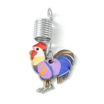 Alloy Enamel Rooster Braiding Hair Pendants Decoration Clips OHAR-JH00034-1