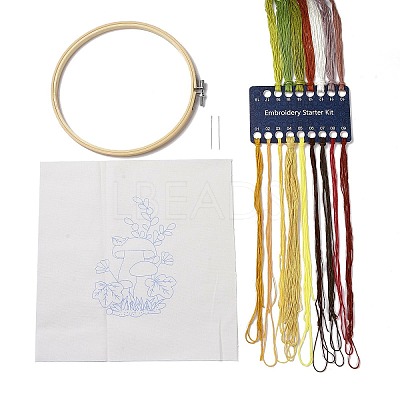 DIY Mushroom Pattern Embroidery Starter Kits DIY-L068-01C-1