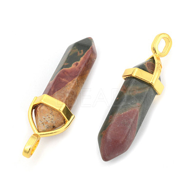 Natural Polychrome Jasper/Picasso Stone/Picasso Jasper Bullet Double Terminated Pointed Pendants G-G902-B26-1