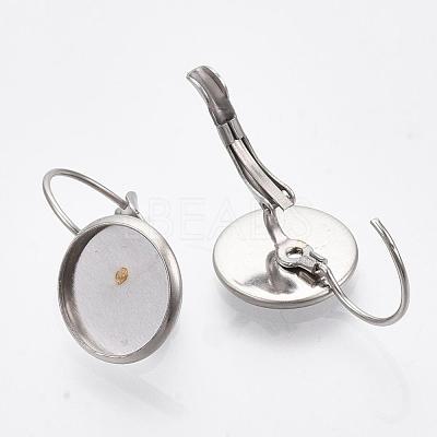 Tarnish Resistant Flat Round Tray Smooth Surface 304 Stainless Steel Leverback Earring Findings X-STAS-R065-66-1
