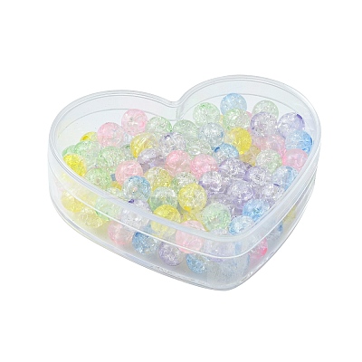 100Pcs 5 Colors Transparent Crackle Acrylic Beads CACR-FS0001-02-1