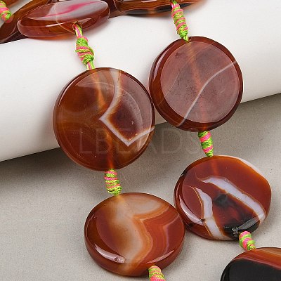 Natural Banded Agate Coin Beads Strands GG-CBAE0EB-06F-1