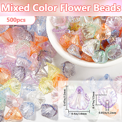 500Pcs Transparent Acrylic Bead Caps TACR-SP0001-06-1