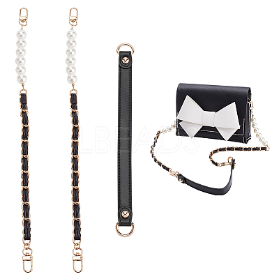 3Pcs 2 Style PU Leather Shoulder Strap & ABS Plastic Imitation Pearl Bag Chain Straps FIND-WR0009-24-1