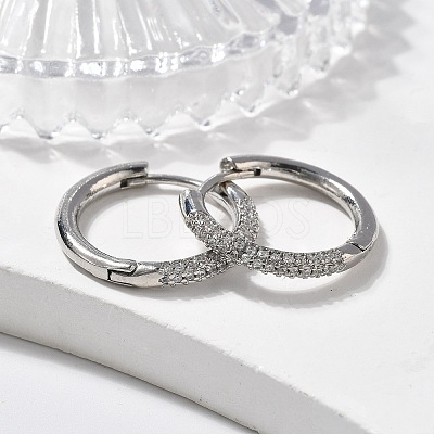 Brass Micro Pave Cubic Zirconia Huggie Hoop Earrings LS-EJEW-K083-36P-B-1