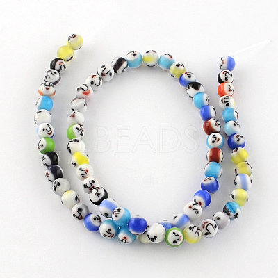 Round Handmade Lampwork Bead Strands LAMP-S169-01-1