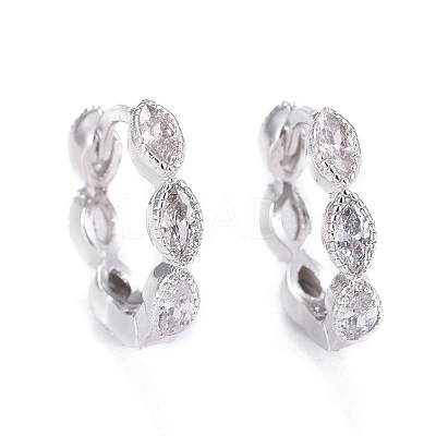 Brass Micro Pave Cubic Zirconia Huggie Hoop Earrings LS-EJEW-K083-34P-B-1