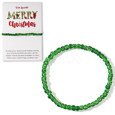 Christmas Theme Glass Seed Beads Stretch Bracelets QO0041-2-1