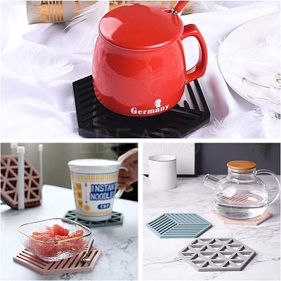 Hollow Hexagon DIY Cup Mats Silicone Molds DIY-OC0003-13-1