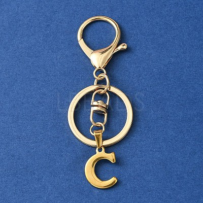 304 Stainless Steel Initial Letter Charm Keychains KEYC-YW00005-03-1