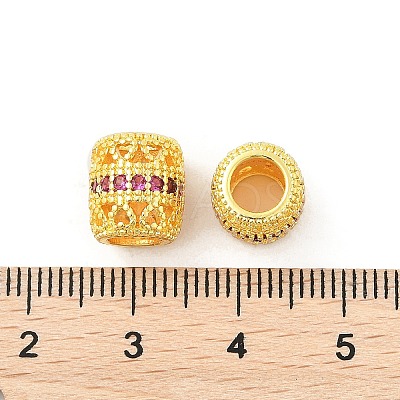 Brass Micro Pave Cubic Zirconia European Beads KK-P297-05G-1