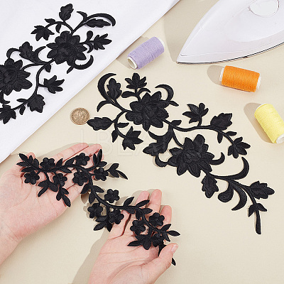 4Pcs 2 Styles Plum Blosssom & Flower Cotton Computerized Embroidery Sew on Patches PATC-GA0001-35-1