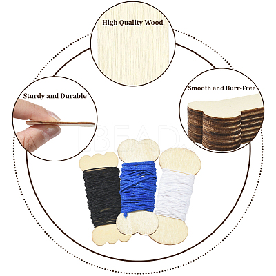 60Pcs 3 Styles Wood Thread Winding Boards DIY-SC0031-10B-1