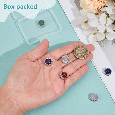 6Pcs 6 Styles Brass Pave Natural Amethyst & Rose Quartz & White Agate & Green Aventurine & Carnelian & Lapis Lazuli Multi-Strand Links KK-BC0015-17B-1