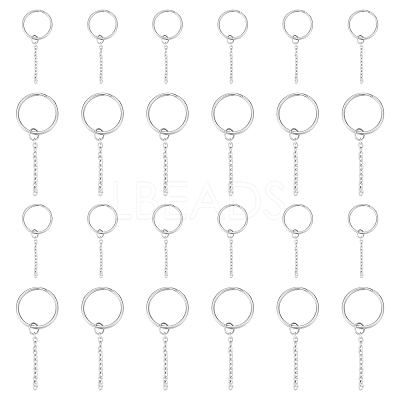 304 Stainless Steel Split Key Ring Clasps STAS-UN0006-33P-1