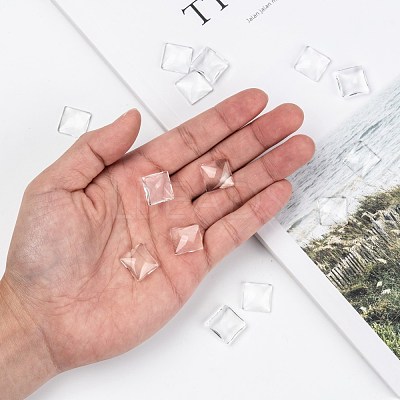 Transparent Glass Square Cabochons X-GGLA-S022-15mm-1