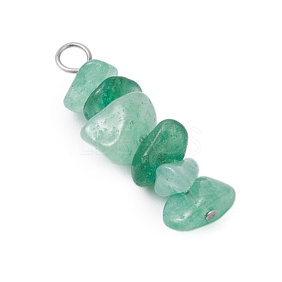 3Pcs Natural White Moonstone & Green Aventurine & Citrine Chip Beaded Constellation Pendants PALLOY-JF03043-02-1