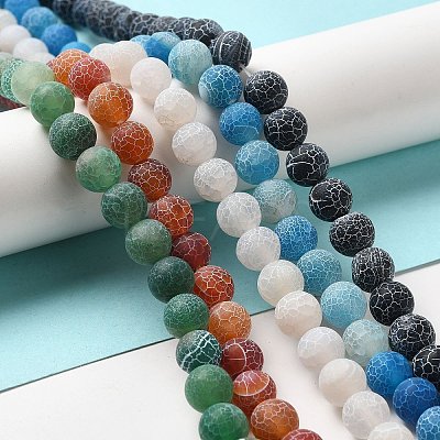 Natural & Dyed Crackle Agate Bead Strands G-T056-10mm-M-1