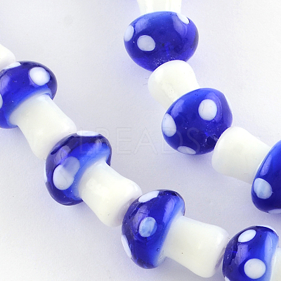 Mushroom Handmade Lampwork Beads Strands X-LAMP-R116-12-1
