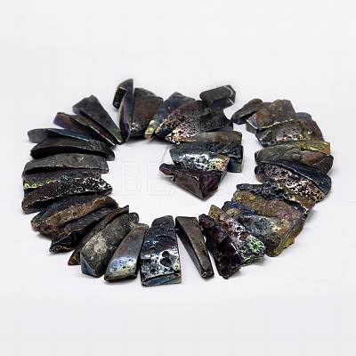 Electroplated Natural & Dyed Agate Bead Strands G-N0169-001E-1