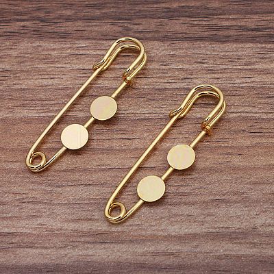 Brass Safety Pins Brooch Findings KK-WH0081-92B-G-1