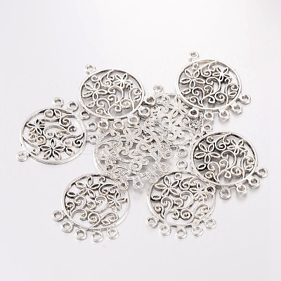 Tibetan Style Alloy Flat Round Chandelier Component X-EA269Y-1