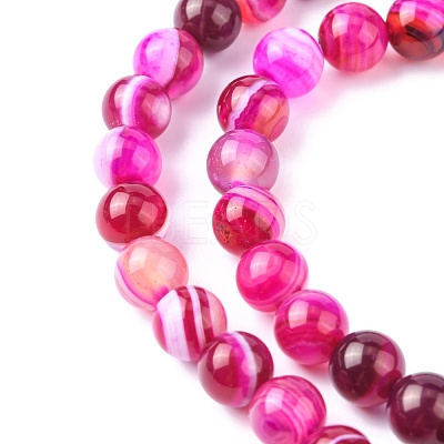 Natural Striped Agate/Banded Agate Bead Strands G-K166-13-8mm-03-1