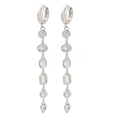 Brass Micro Pave Cubic Zirconia Hoop Dangle Earrings KK-CBA8324-09G-1