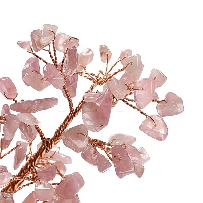 Natural Rose Quartz Chips & Agate Pedestal Display Decorations DJEW-A001-04C-1