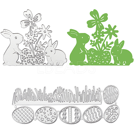 2 Styles Easter Egg & Rabbit Cutting Dies Stencils DIY-CP0012-03-1
