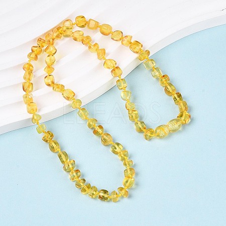 Natural Amber Nuggets Beaded Necklaces NJEW-T019-10-1