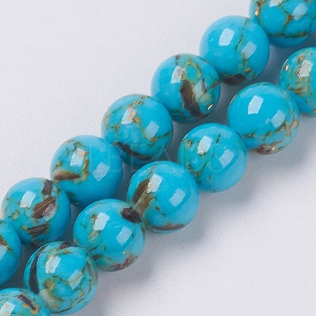 Sea Shell and Synthetic Turquoise Assembled Beads Strands G-G758-04-6mm-1