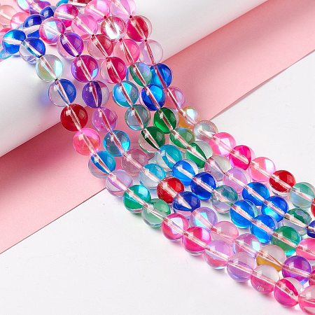 Synthetic Moonstone Beads Strands G-E573-02C-33-1