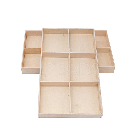 2Pcs 6 Grids Rectangle Wooden Display Trays for Jewelry AJEW-DJ0001-94B-1