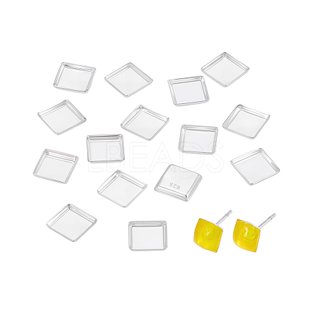 15Pcs 925 Sterling Silver Square Cabochon Settings STER-PH0003-99-1