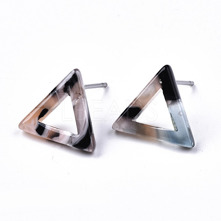 Cellulose Acetate(Resin) Triangle Stud Earrings KY-S163-114-1