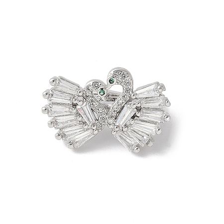 Swan Brass Micro Pave Cubic Zirconia Fold Over Clasps KK-D324-30P-1