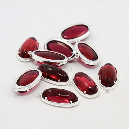 Silver Color Plated Brass Glass Pendants GLAA-J047-05S-1