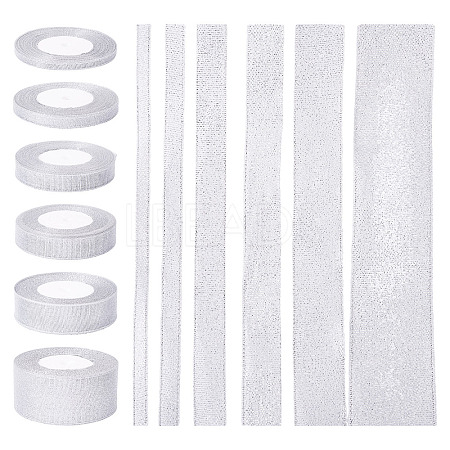 6 Styles 6 Rolls Polyester Ribbons SRIB-TA0001-27-1