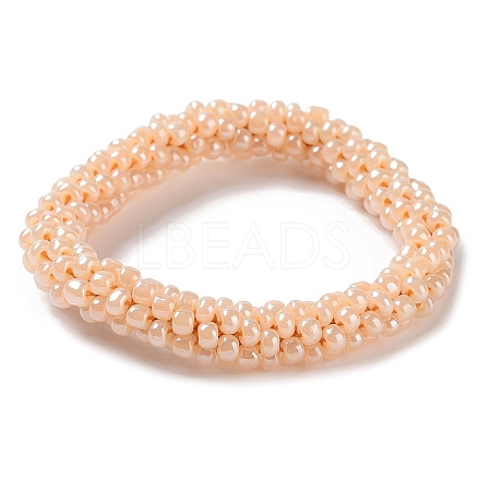 Crochet Glass Beads Braided Stretch Bracelet BJEW-K232-01M-1