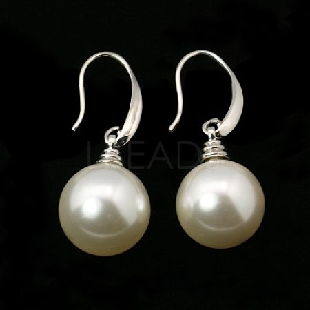 Fashion Shell Pearl Dangle Earrings X-EJEW-G074-03-1