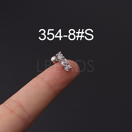 316L Stainless Steel Micro Pave Cubic Zirconia Cartilage Earrings WG094CA-08-1
