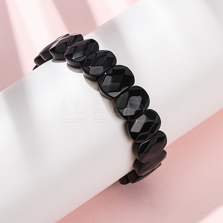 Dyed & Heated Natural Black Agate Beaded Stretch Bracelets for Unisex G-K303-01A-1