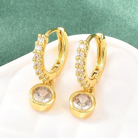 Brass Micro Pave Cubic Zirconia Hoop Dangle Earrings KK-Z166-15G-02-1