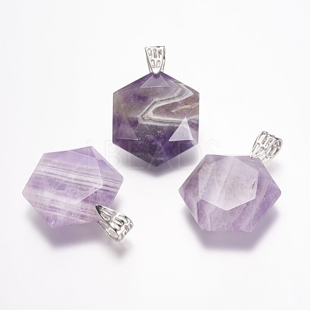 Natural Amethyst Gemstone Pendants X-G-E338-09G-1