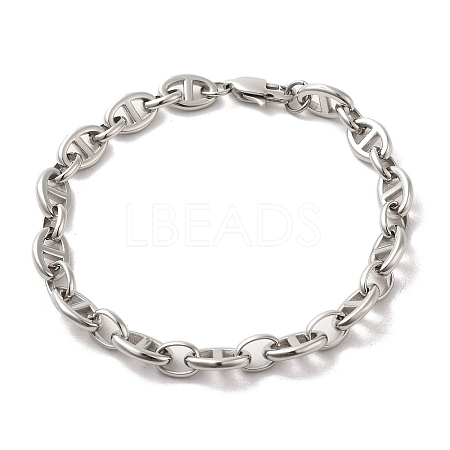 304 Stainless Steel Oval Link Chain Bracelets BJEW-D030-11A-P-1