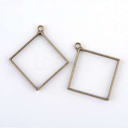 Rack Plating Alloy Rhombus Open Back Bezel Pendants LS-PALLOY-S047-22F-FF-1